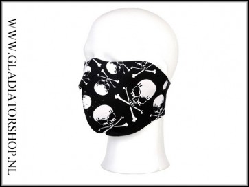 Half Face mask mondbescherming zwart skull & bones