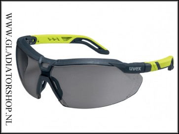 Uvex i-5 antracite/lime, lens smoke is anti-condens & krasvast  (NABV voorschrift EN166-F)