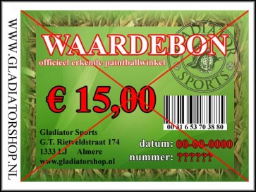 Gladiator waardebon ter waarde van    15,-