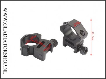 Warrior 2x schroef scope mount ringen 25.4 naar 21mm picatinny rail laag (standaard)
