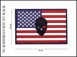 PVC Velcro Patch: USA Skull