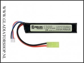8Fields LiPo Batterij 7.4V 1300mAh 20C/40C | Mini-Tamiya