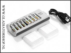 EBL 101 8 slots batterijoplader AA & AAA