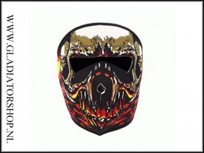 Full face mask mondbescherming red flames and skull