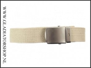 Tropenkoppel riem belt khaki met chrome gesp (4cm)