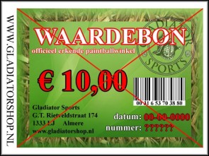 Gladiator waardebon ter waarde van    10,-